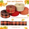5 Rolls 30 Yards Plaid Burlap Ribbon Rolls 1 Inch Fall Wired Wrapping Ribbon Thanksgiving Wired Edge Ribbon Autumn Decorative Ribbon for the Harvest Thanksgiving Wreath Decoration